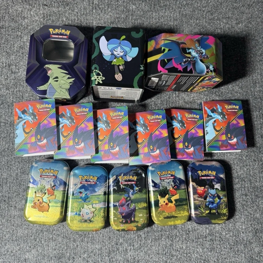 Lot Of Pokemon Ascended Hero's Mini Tins & Other Tins & Phantasmal Binders EMPTY